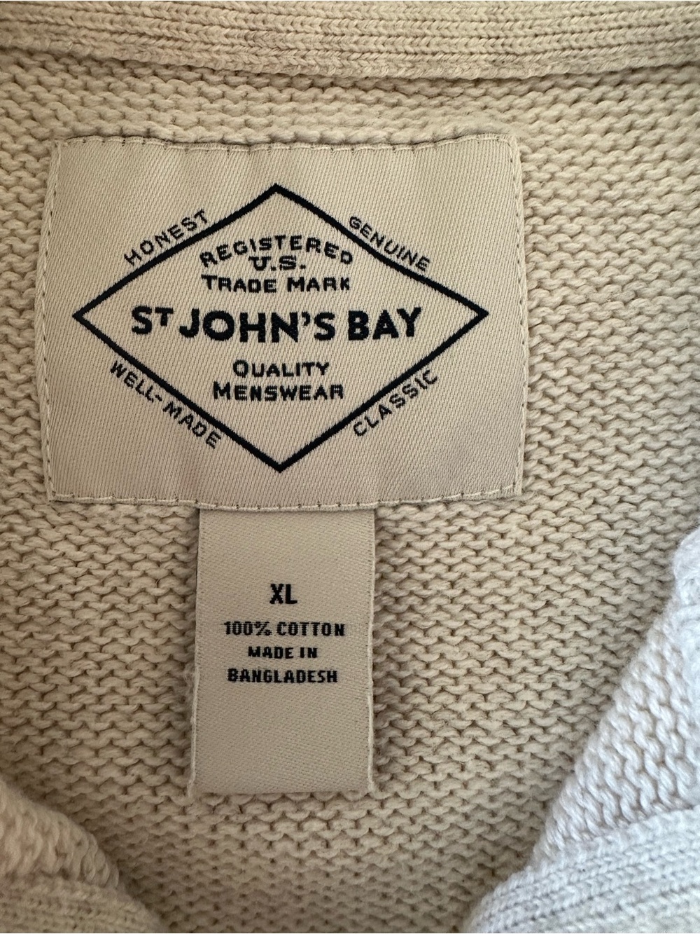 St John’s Bay Oversized Cotton Quarter Zip Sweater Women’s XL Cream Minimalist - Picture 5 of 7